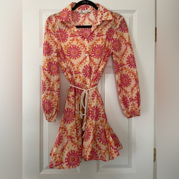 Zara Dresses Zara Pink And Orange Bohemian Mini Dress Poshmark